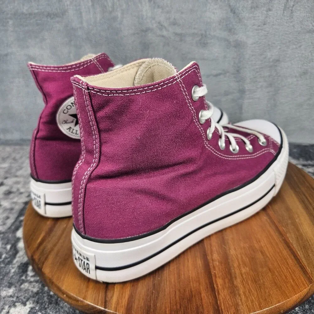 Converse CTAS Lift Hi Platform Shoes Womens 9.5 Berry Red White Canvas High Top